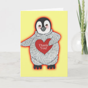Penguin med Heart- Tack Kort