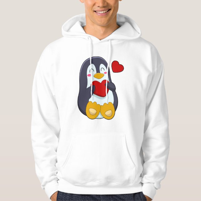Penguin med hjärta hoodie (Framsida)