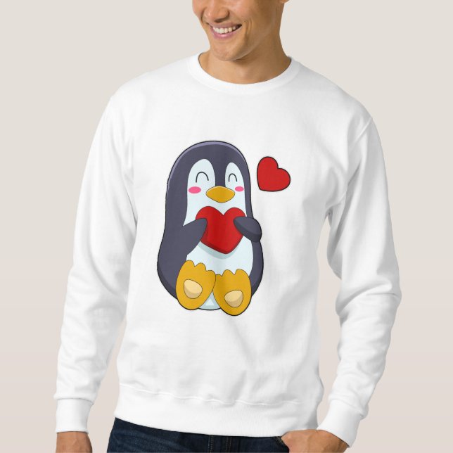 Penguin med hjärta lång ärmad tröja (Framsida)