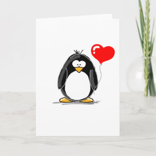 Penguin med hjärtballong helgkort