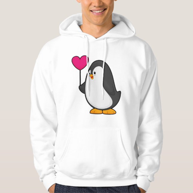 Penguin med hjärtballong hoodie (Framsida)