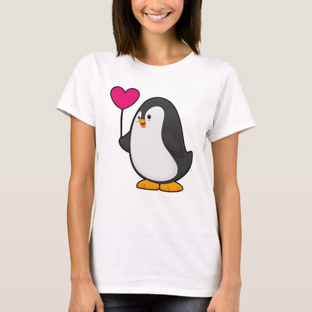 Penguin med hjärtballong t shirt (Framsida)