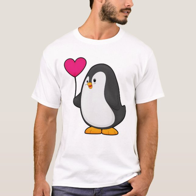 Penguin med hjärtballong t shirt (Framsida)