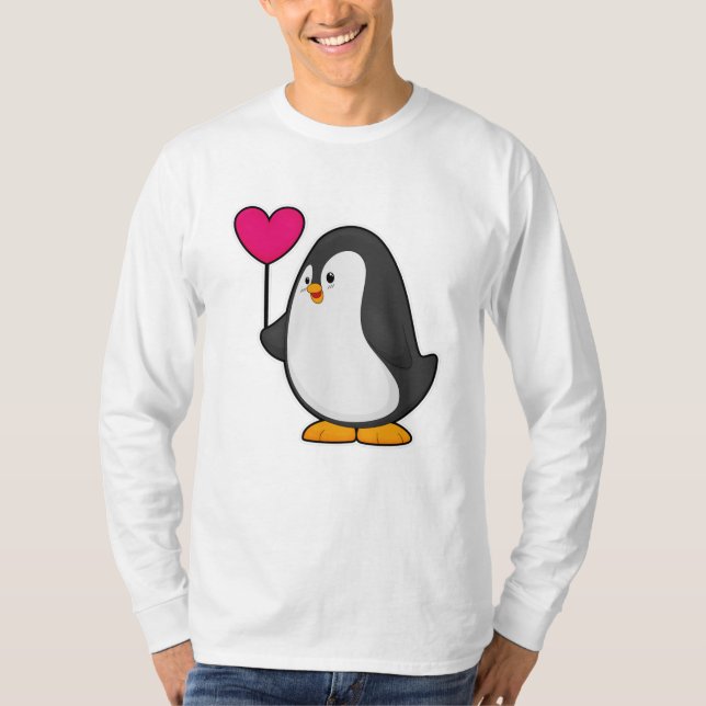 Penguin med hjärtballong t shirt (Framsida)