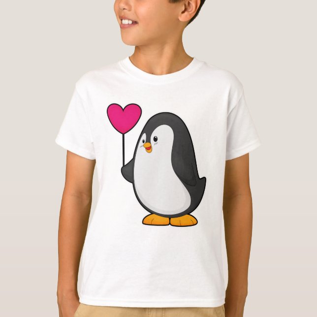 Penguin med hjärtballong t shirt (Framsida)