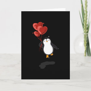 Penguin med hjärtballonger. kort