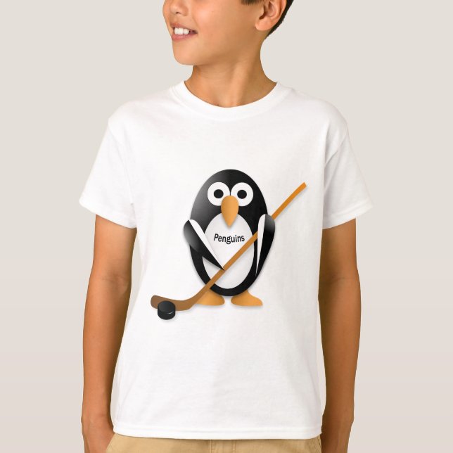 Penguin med hockeyklubba tee (Framsida)