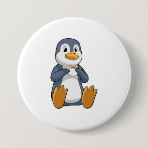 Penguin med kaffe Kopp Knapp