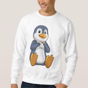 Penguin med kaffe Kopp Lång Ärmad Tröja
