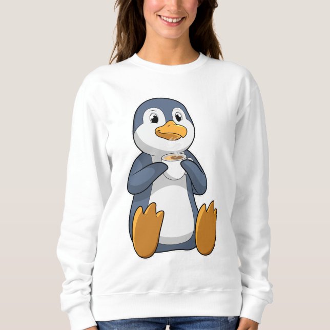 Penguin med kaffe Kopp T Shirt (Framsida)