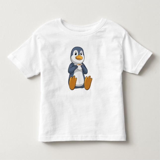 Penguin med kaffe Kopp T Shirt (Framsida)
