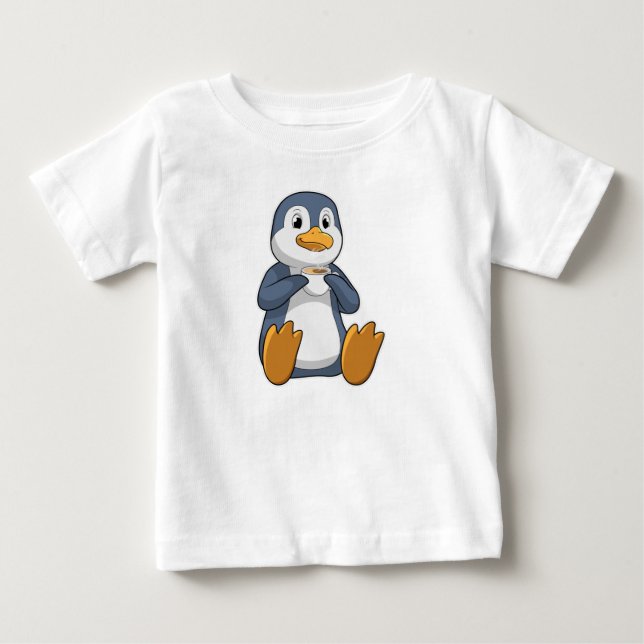 Penguin med kaffe Kopp T Shirt (Framsida)