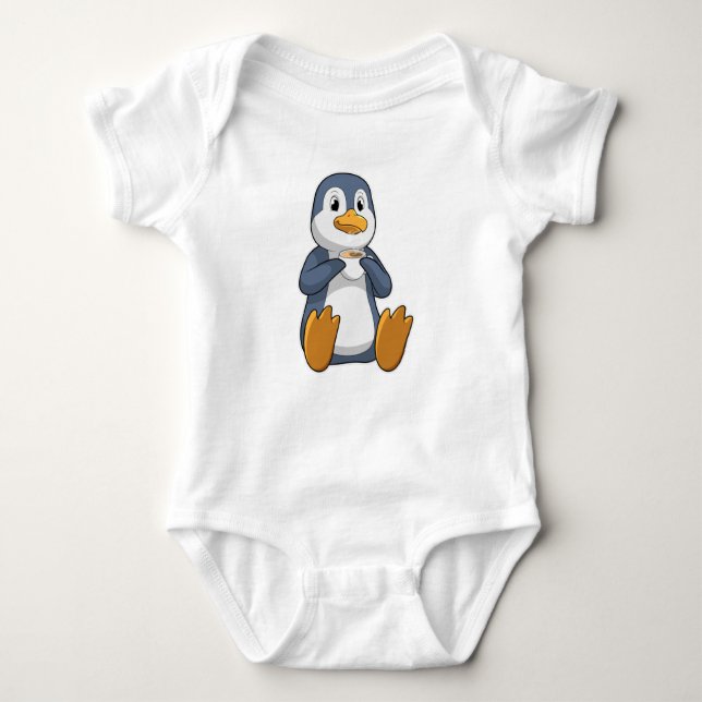 Penguin med kaffe Kopp T Shirt (Framsida)