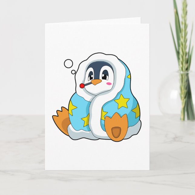 Penguin med klinisk termometer kort (Framsida)