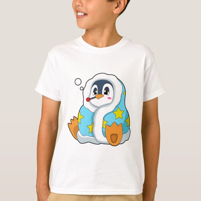 Penguin med klinisk termometer t shirt (Framsida)
