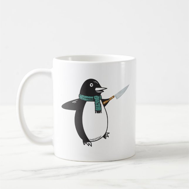 Penguin med Knivar T-Shirt Kaffemugg (Vänster)
