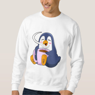 Penguin med Kopp i kaffe Lång Ärmad Tröja