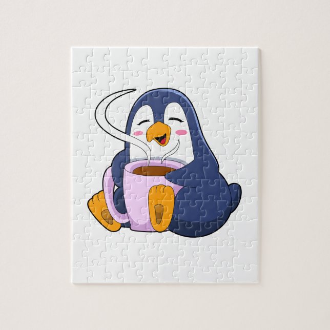 Penguin med Kopp i kaffe Pussel (Vertikal)