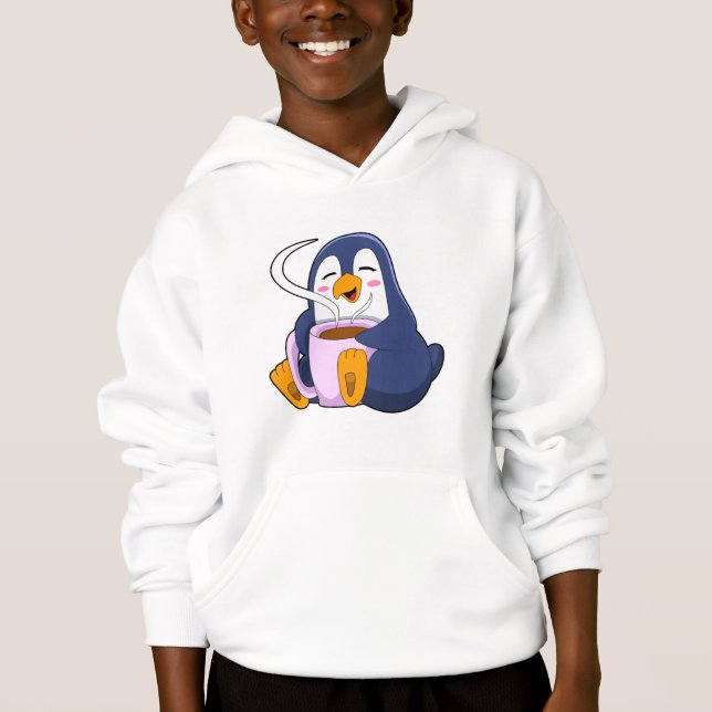 Penguin med Kopp i kaffe T Shirt (Framsida)