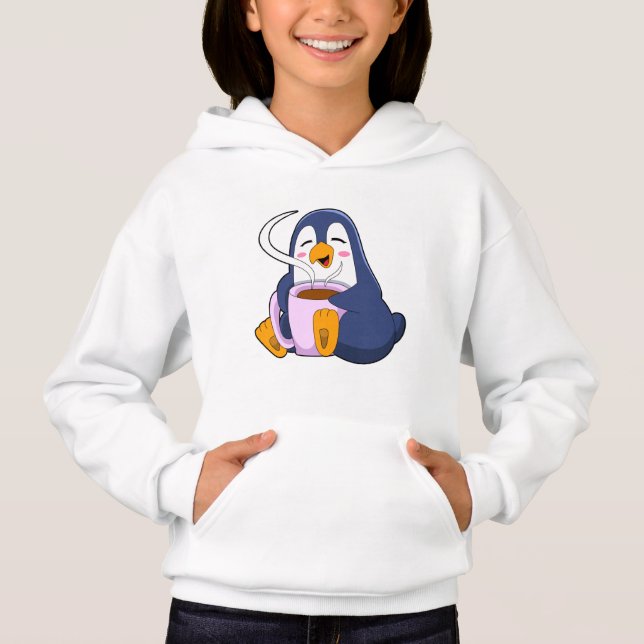 Penguin med Kopp i kaffe T Shirt (Framsida)