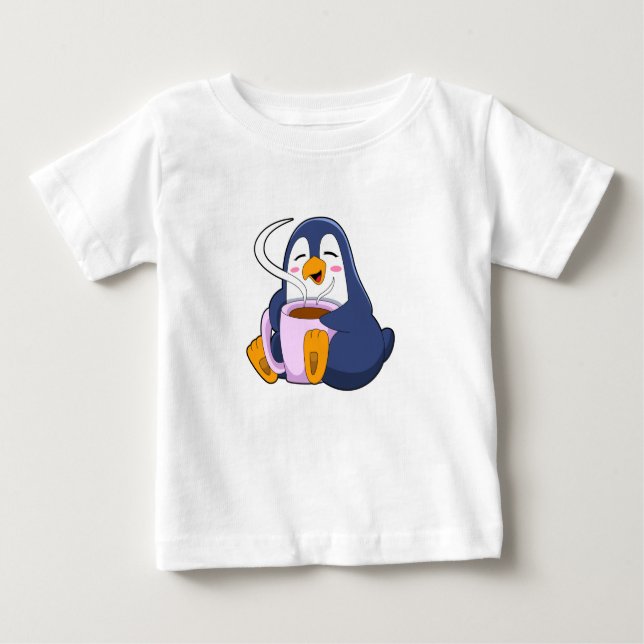 Penguin med Kopp i kaffe T Shirt (Framsida)