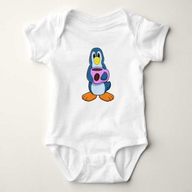 Penguin med Kopp i kaffe T Shirt (Framsida)