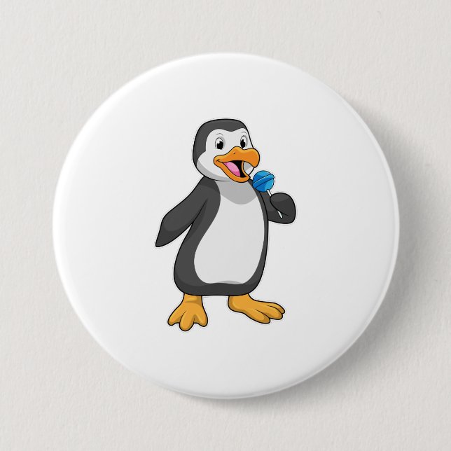 Penguin med Lollipop Sweets Knapp (Framsida)