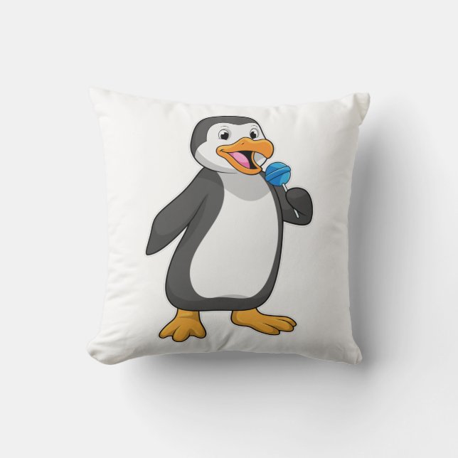 Penguin med Lollipop Sweets Kudde (Framsida)