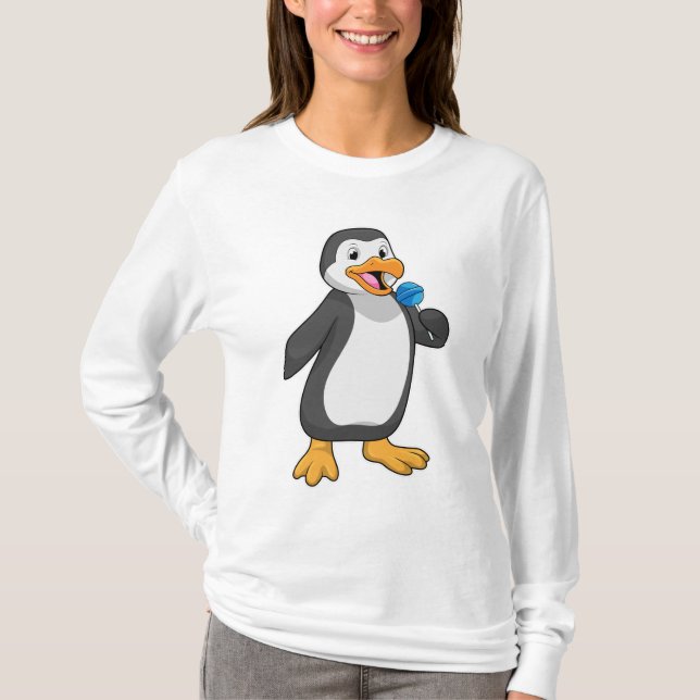 Penguin med Lollipop Sweets T Shirt (Framsida)