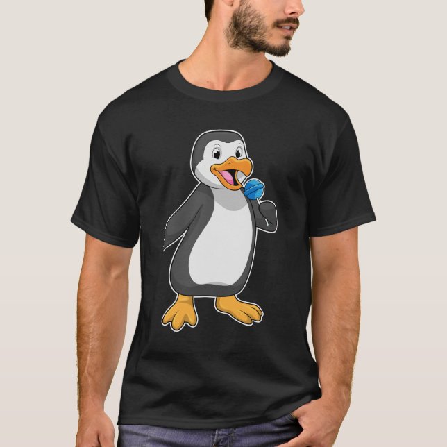 Penguin med Lollipop Sweets T Shirt (Framsida)