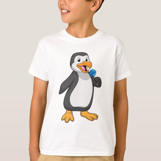 Penguin med Lollipop Sweets T Shirt (Framsida)