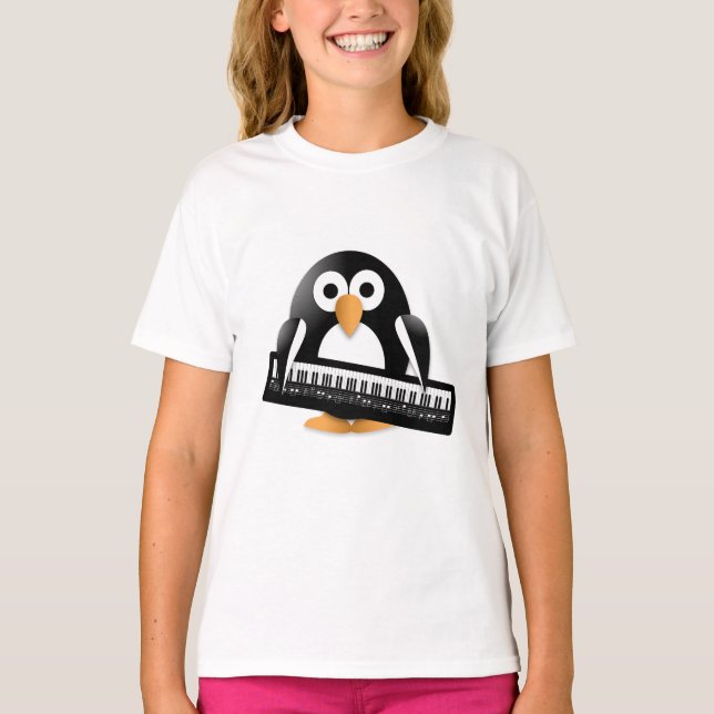 Penguin med piano t shirt (Framsida)