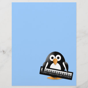 Penguin med piano tangentbord reklamblad