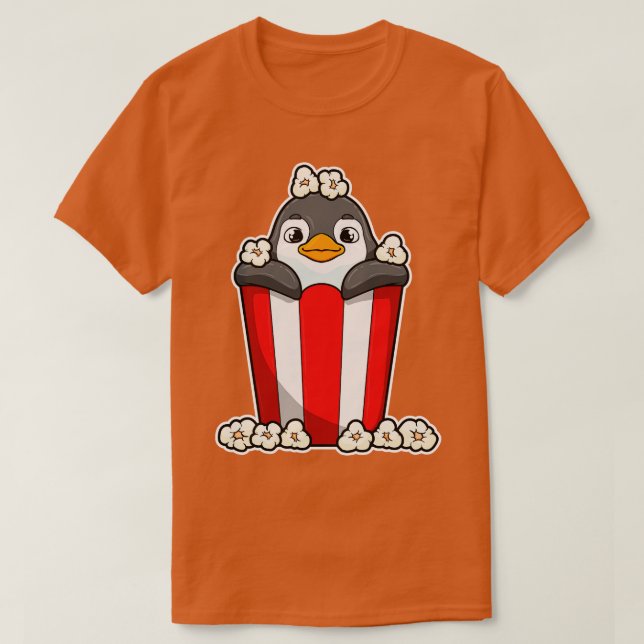 Penguin med Popcorn-kon T Shirt (Design framsida)
