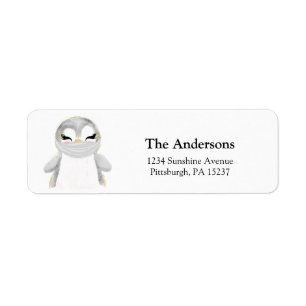 Penguin med Returadressen Mask Returadress Etikett