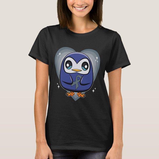 Penguin med Ribbon World Dyslexia Awareness T Shirt (Framsida)