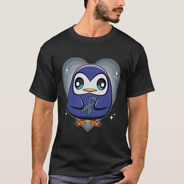 Penguin med Ribbon World Dyslexia Awareness T Shirt (Framsida)