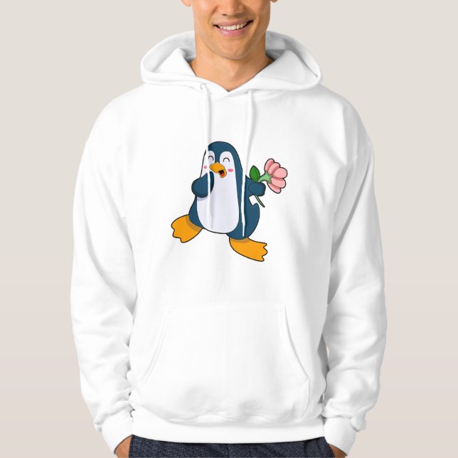 Penguin med rosa Flower Hoodie (Framsida)