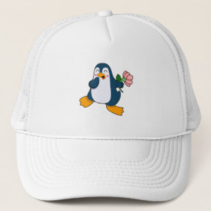 Penguin med rosa Flower Keps