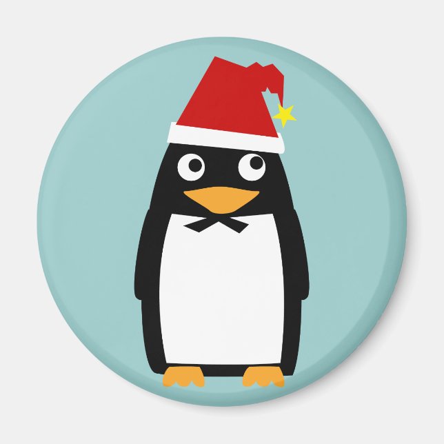 Penguin med Santa Hat Magnet (Framsidan)