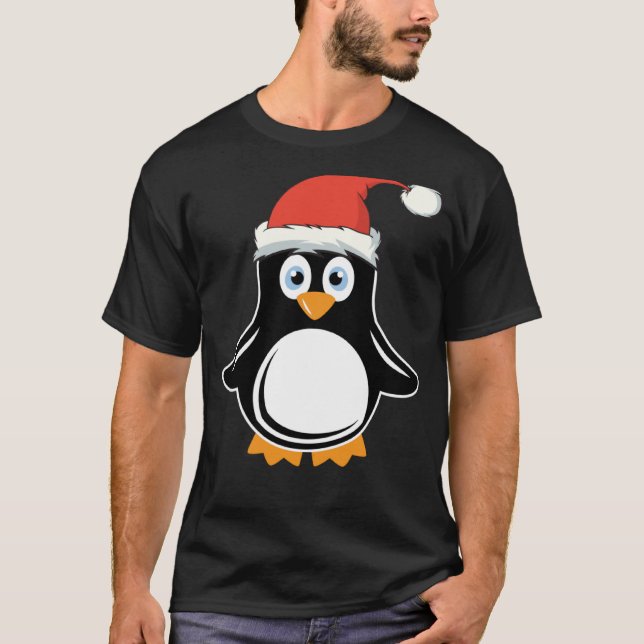 Penguin med Santa Hat T Shirt (Framsida)