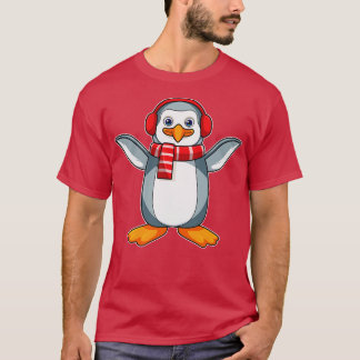 Penguin med Scarf Headphone T Shirt