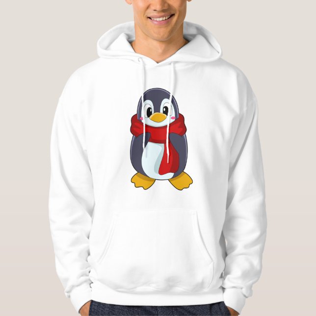 Penguin med Scarf Hoodie (Framsida)