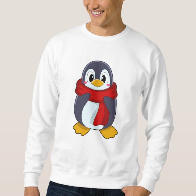 Penguin med Scarf Lång Ärmad Tröja (Framsida)