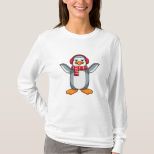 Penguin med Scarf och hörlurar T Shirt