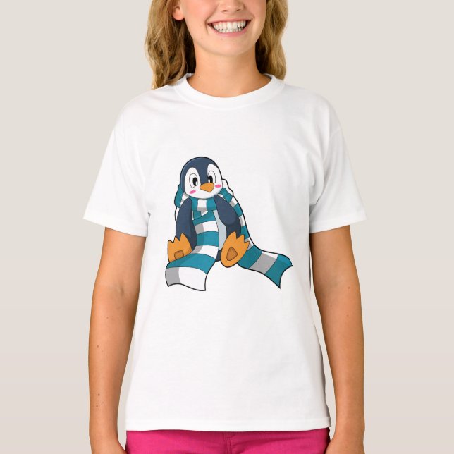 Penguin med Scarf T Shirt (Framsida)