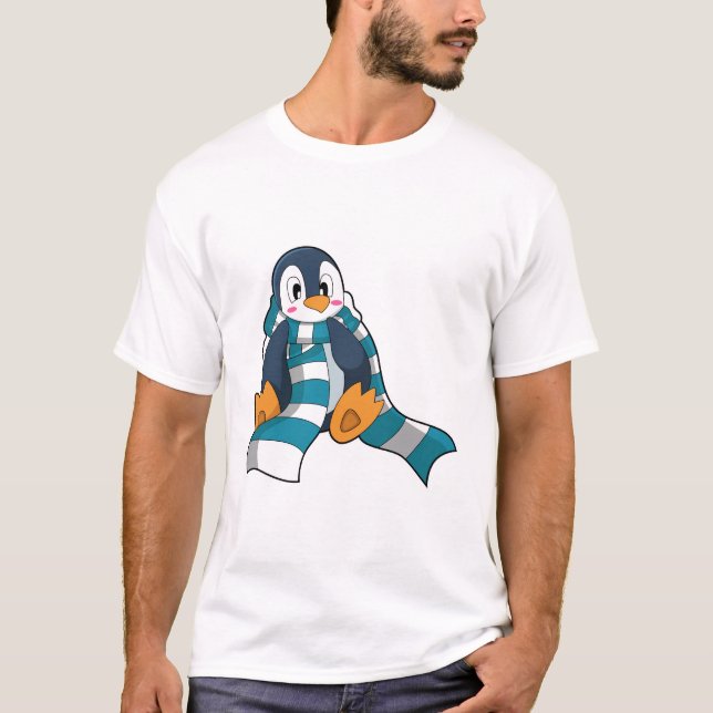 Penguin med Scarf T Shirt (Framsida)