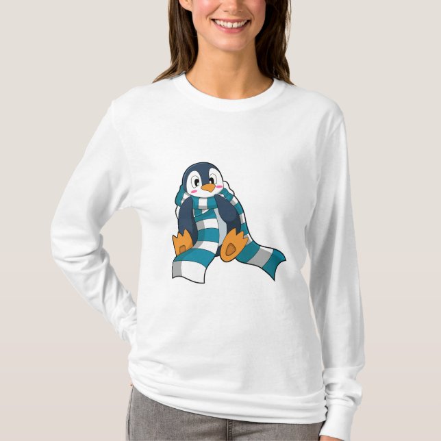 Penguin med Scarf T Shirt (Framsida)