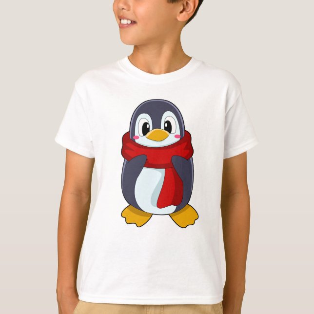 Penguin med Scarf T Shirt (Framsida)