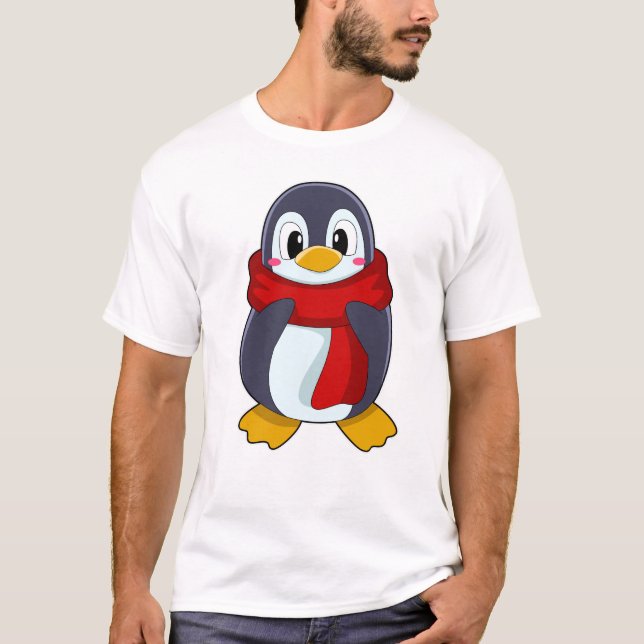 Penguin med Scarf T Shirt (Framsida)